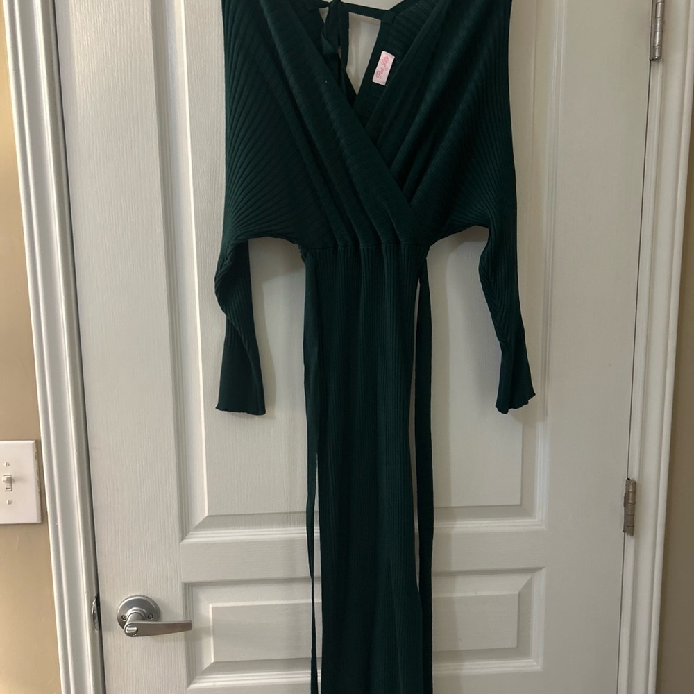 Pink Lily Deep Green Long Sleeve Dress